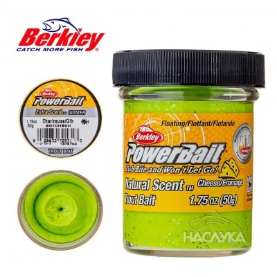 Плуваща паста за пъстърва Berkley Extra Scent Glitter, Trout Bait Cheese - Chartreuse
