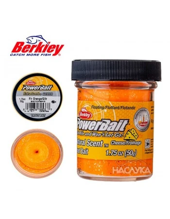 Плуваща паста за пъстърва Berkley Extra Scent Glitter, Trout Bait Cheese - Fluorescent Orange