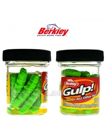 Ароматизирана камола Berkley Gulp HoneyWorm 3.3см, 18 бр., Green Spring