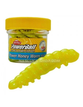 Силиконова ароматизирана камола Berkley Honey Worm - Hot Yellow