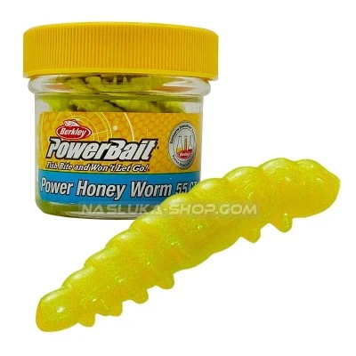 Силиконова ароматизирана камола Berkley Honey Worm - Hot Yellow