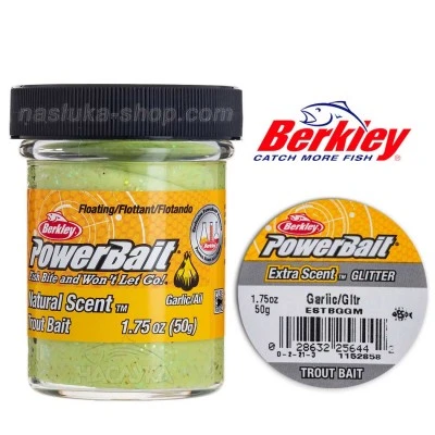 Плуваща паста за пъстърва Berlkey Natural Scent, Trout Bait - Garlic/Gltr