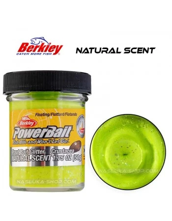 Плаваща паста за пъстърва Berkley Natural Scent Glitter - Crustacea - Chartreuse