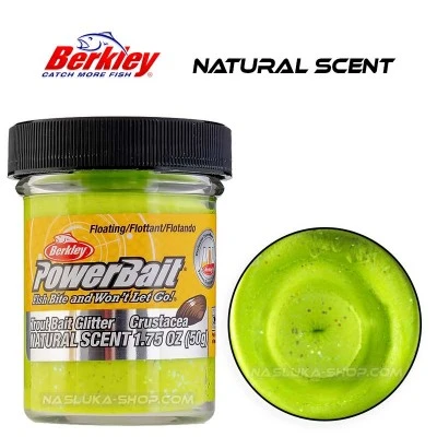 Плаваща паста за пъстърва Berkley Natural Scent Glitter - Crustacea - Chartreuse