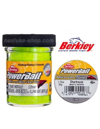 Плуваща паста за пъстърва Berlkey Natural Scent, Liver - Chartreuse