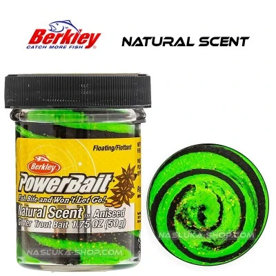 Плаваща паста за пъстърва Berkley Natural Scent Glitter - Aniseed - Black & Spring Green
