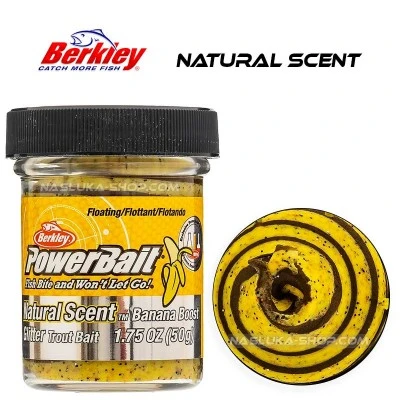 Плаваща паста за пъстърва Berkley Natural Scent Glitter - Banana Boost