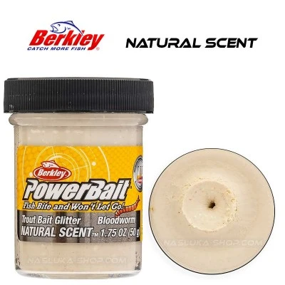Плаваща паста за пъстърва Berkley Natural Scent Glitter - Bloodworm - White