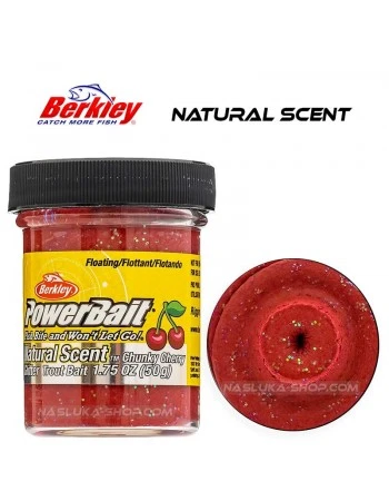 Плаваща паста за пъстърва Berkley Natural Scent Glitter - Chunky Cherry