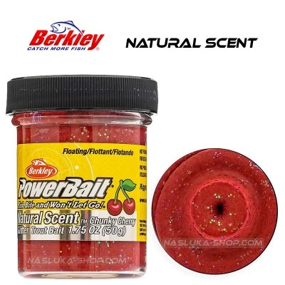 Плаваща паста за пъстърва Berkley Natural Scent Glitter - Chunky Cherry