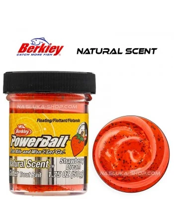 Плаваща паста за пъстърва Berkley Natural Scent Glitter - Strawberry Dream