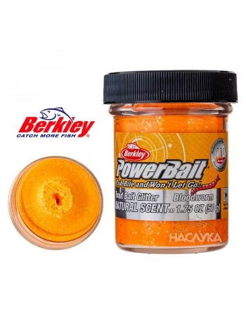 Плаваща паста за пъстърва Berkley Natural Scent Glitter - Bloodworm - Fluorescent Orange