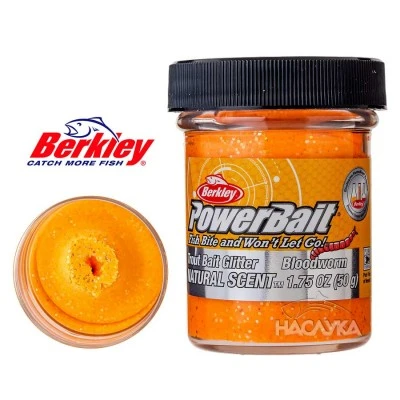 Плаваща паста за пъстърва Berkley Natural Scent Glitter - Bloodworm - Fluorescent Orange