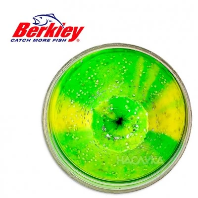 Плаваща паста за пъстърва Berkley Natural Scent Glitter - Liver - Fluorescent Green Yellow