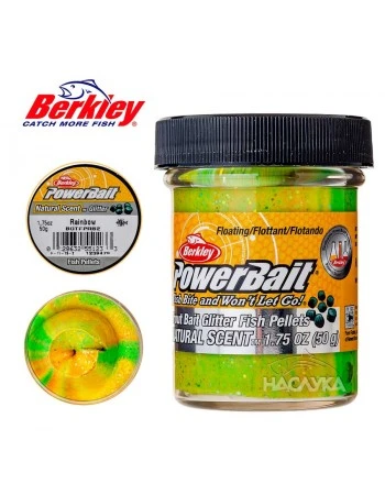 Плаваща паста за пъстърва Berkley Natural Scent Glitter - Fish Pellets - Rainbow