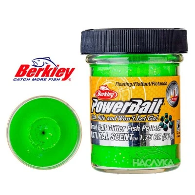 Плаваща паста за пъстърва Berkley Natural Scent Glitter - Fish Pellets - Spring Green