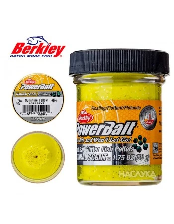 Плаваща паста за пъстърва Berkley Natural Scent Glitter - Fish Pellets - Sunshine Yellow