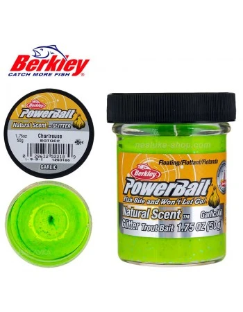 Плаваща паста за пъстърва Berkley Natural Scent Glitter - Garlic - Chartreuse