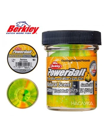 Плаваща паста за пъстърва Berkley Natural Scent Glitter Garlic - Rainbow