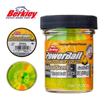 Плаваща паста за пъстърва Berkley Natural Scent Glitter Garlic - Rainbow