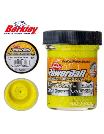 Плаваща паста за пъстърва Berkley Natural Scent Glitter - Garlic - Sunshine Yellow