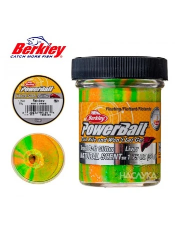 Плаваща паста за пъстърва Berkley Natural Scent Glitter - Liver - Rainbow
