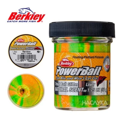Плаваща паста за пъстърва Berkley Natural Scent Glitter - Liver - Rainbow