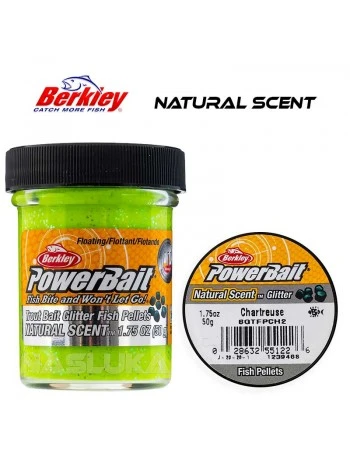 Плаваща паста за пъстърва Berkley Natural Scent Glitter - Fish Pellets - Chartreuse