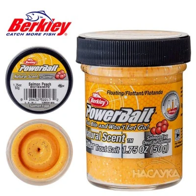 Плаваща паста за пъстърва Berkley Natural Scent Glitter - Salmon Eggs - Salmon Peach