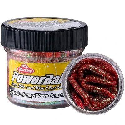 Силиконови ларви Berkley Powerbait Sparkle Honey Worm - Banana Boost - Red/Scales