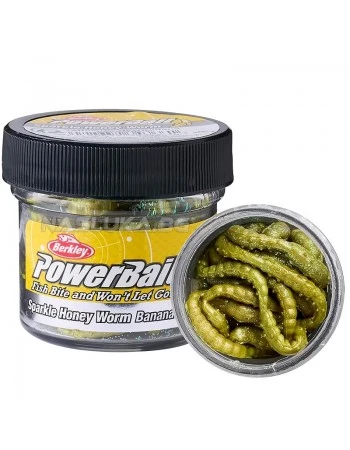 Силиконови ларви Berkley Powerbait Sparkle Honey Worm - Banana Boost - Yellow/Scales