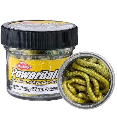 Силиконови ларви Berkley Powerbait Sparkle Honey Worm - Banana Boost - Yellow/Scales