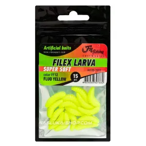 Силиконови червеи Filex Larva, цвят Fluo Yellow Силиконови червеи Filex Larva, цвят Fluo Yellow