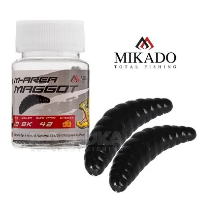 Силиконова ароматизирана камола Mikado M-Area Maggot 3.4см, 16 бр., BK