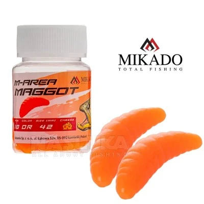 Mikado M-Area Maggot 3.4см, 16 бр., OR Силиконова ароматизирана камола Mikado M-Area Maggot 3.4см, 16 бр., OR