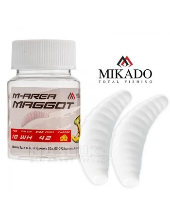 Силиконова ароматизирана камола Mikado M-Area Maggot 3.4см, 16 бр., WH