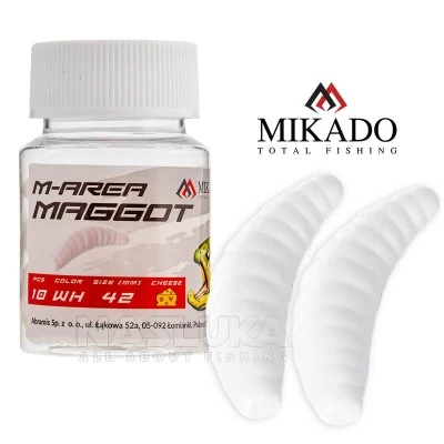 Силиконова ароматизирана камола Mikado M-Area Maggot 3.4см, 16 бр., WH