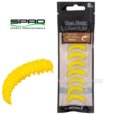 Силиконова ароматизирана камола SPRO Trout Master Camolas - Yellow - 3см - 8 бр.