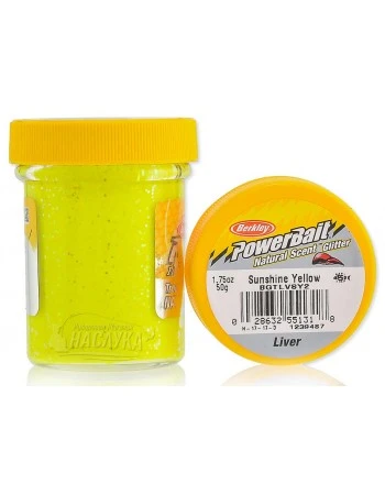 Плаваща паста за пъстърва Berkley Natural Scent Glitter - Liver - Sunshine Yellow