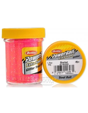 Плуваща паста за пъстърва Berkley Powerbait Extra Scent Glitter - Sherbet