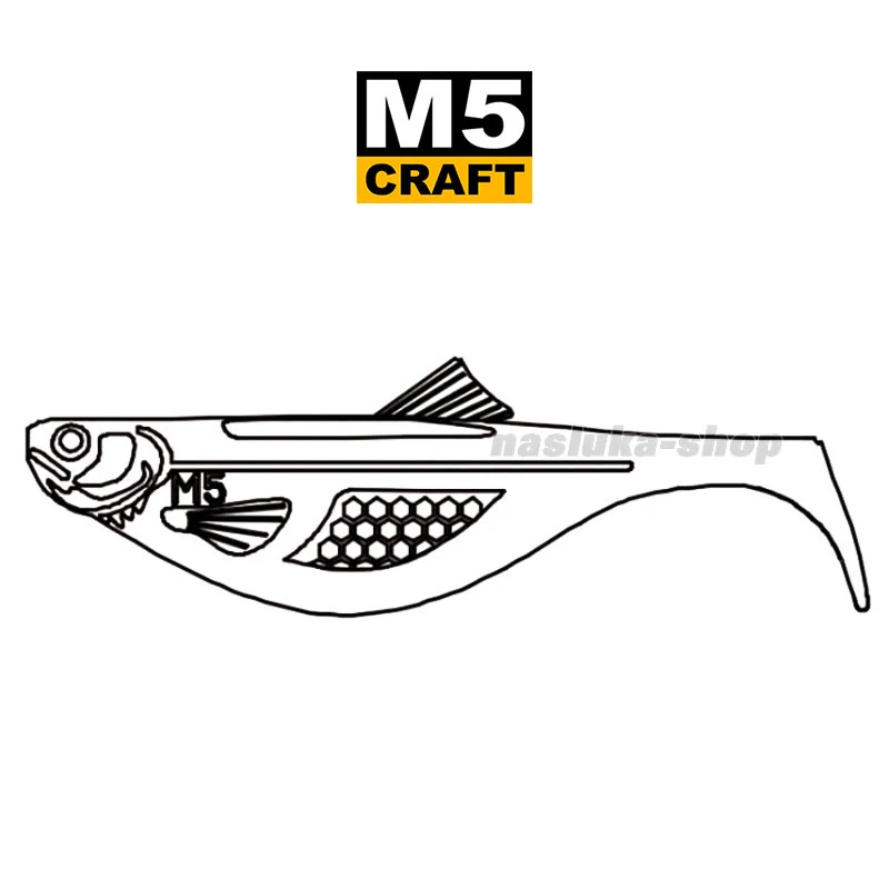 Силикони за щука, бяла риба и сом - M5 Craft  Baby Bream 4.0"/100 мм, цвят Chart Green Apple