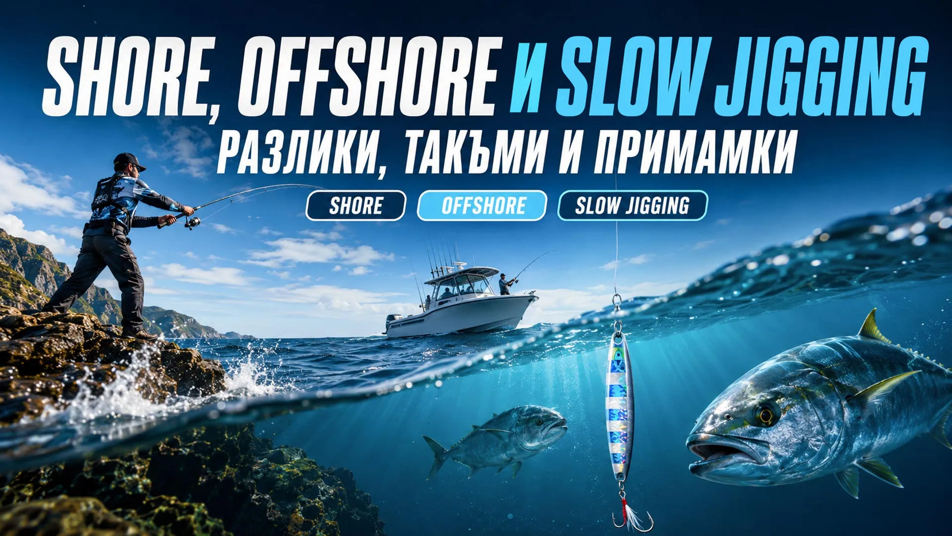 Сравнение между shore, offshore и slow jigging
