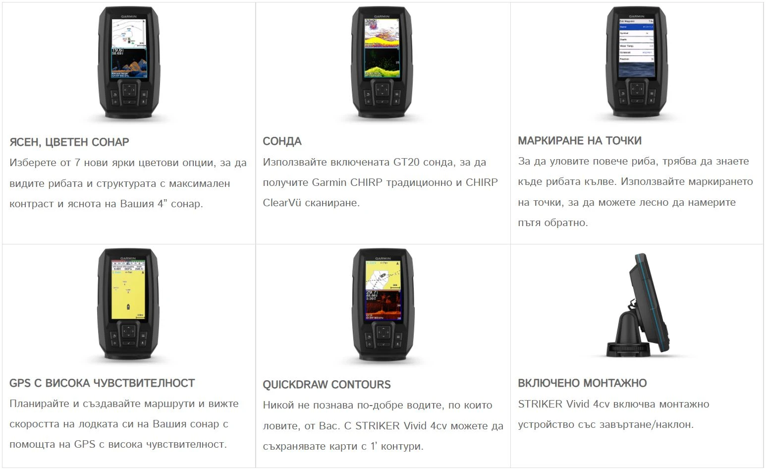 Сонар Garmin Striker Vivid 4CV + GT-20TM сонда